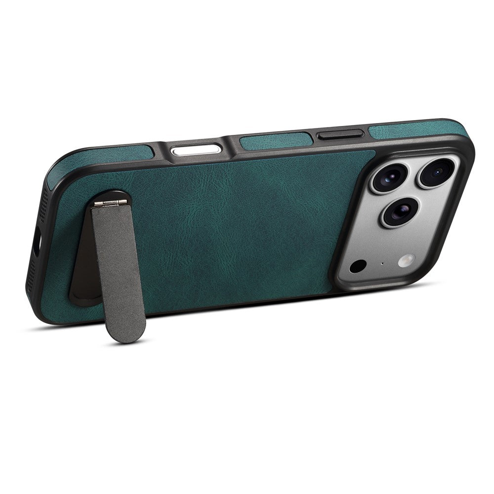 DENIOR A25+2 For iPhone 17 Pro Max Case Compatible with MagSafe Kickstand Skin Touch Leather PC TPU Phone Cover