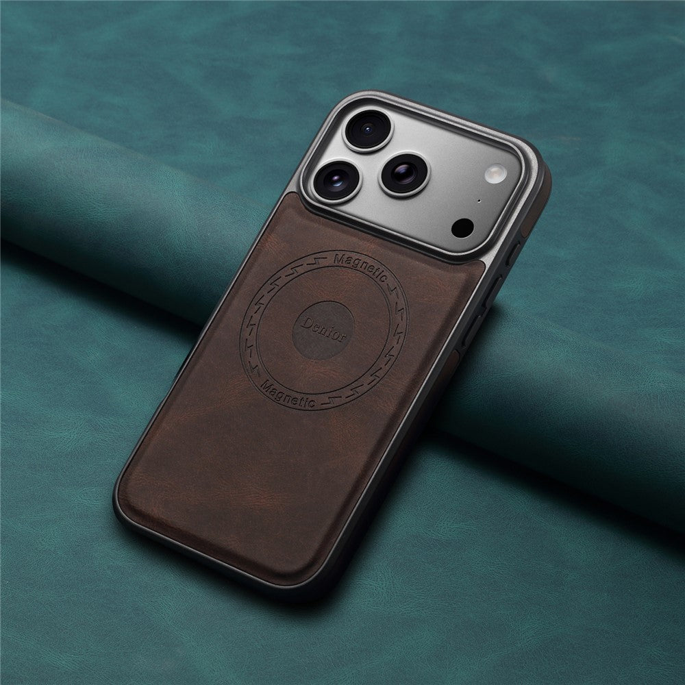 DENIOR A13 For iPhone 17 Pro Case Compatible with MagSafe Leather + PC + TPU Phone Cover