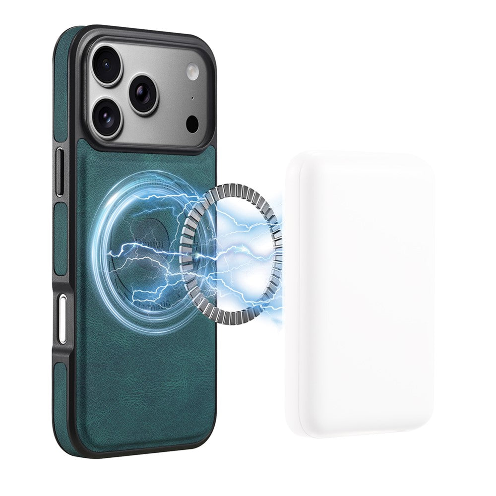 DENIOR A13 For iPhone 17 Pro Case Compatible with MagSafe Leather + PC + TPU Phone Cover