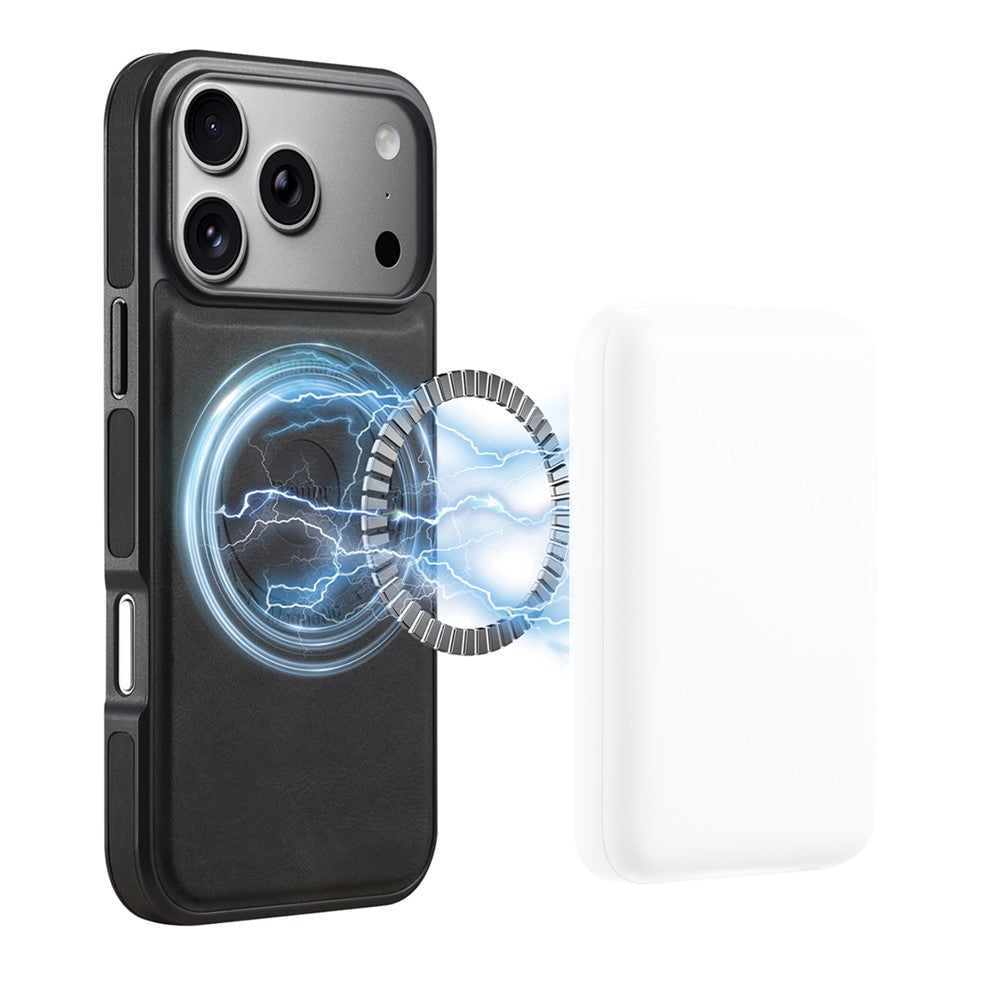 DENIOR A13 For iPhone 17 Pro Case Compatible with MagSafe Leather + PC + TPU Phone Cover