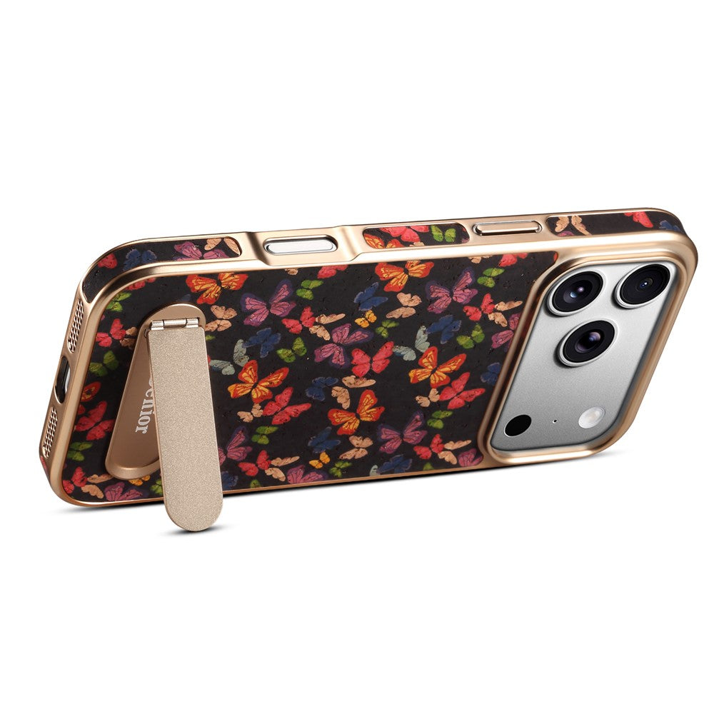 DENIOR A25+4 For iPhone 17 Pro Case Compatible with MagSafe Butterfly PU Leather PC TPU Kickstand Phone Cover