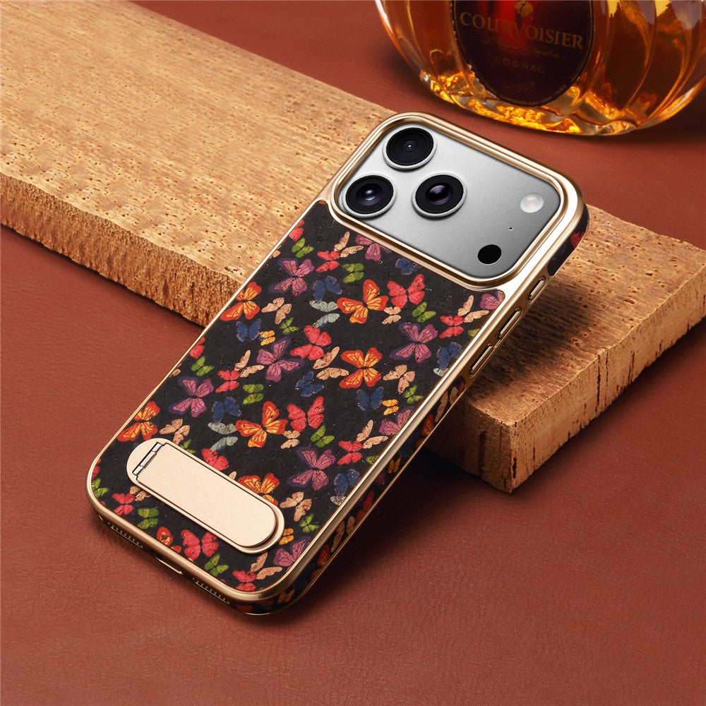 DENIOR A25+4 For iPhone 17 Pro Case Compatible with MagSafe Butterfly PU Leather PC TPU Kickstand Phone Cover