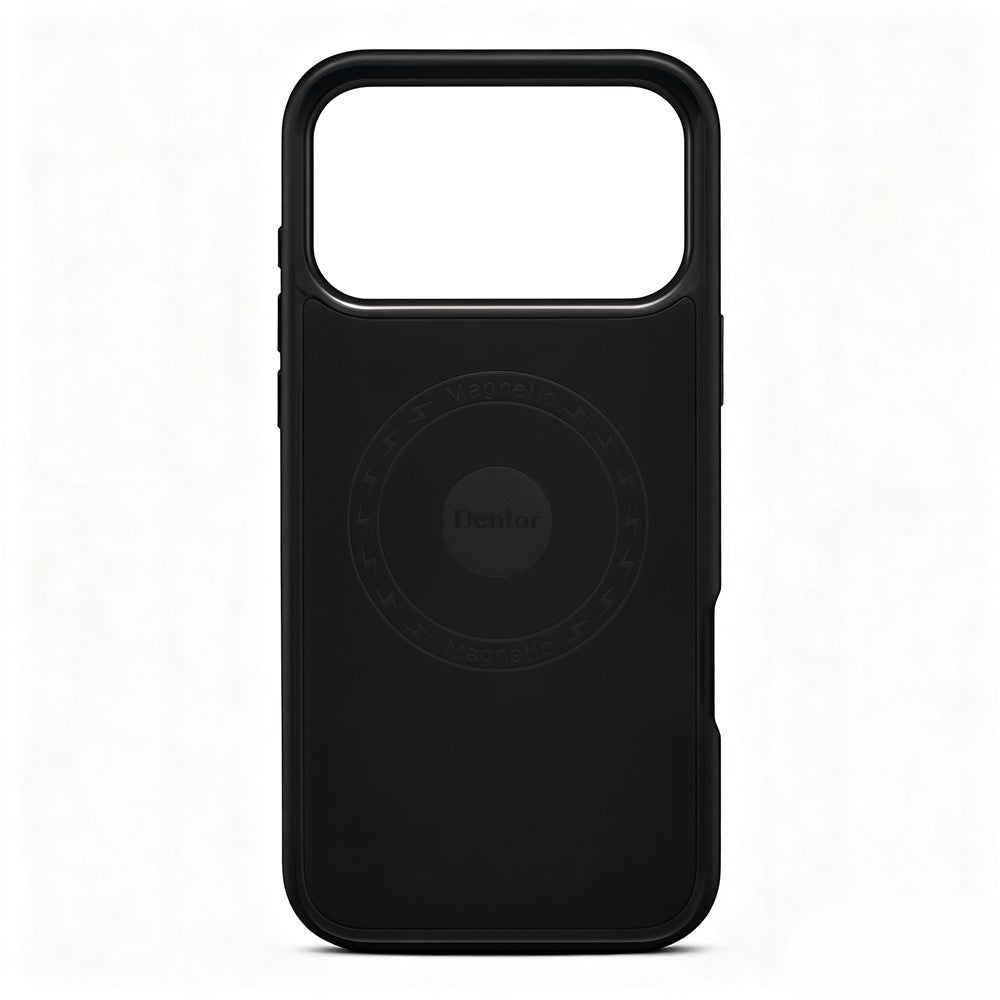 DENIOR A25+3 For iPhone 17 Pro Max Case Compatible with MagSafe Litchi Texture Leather PC TPU Kickstand Phone Cover