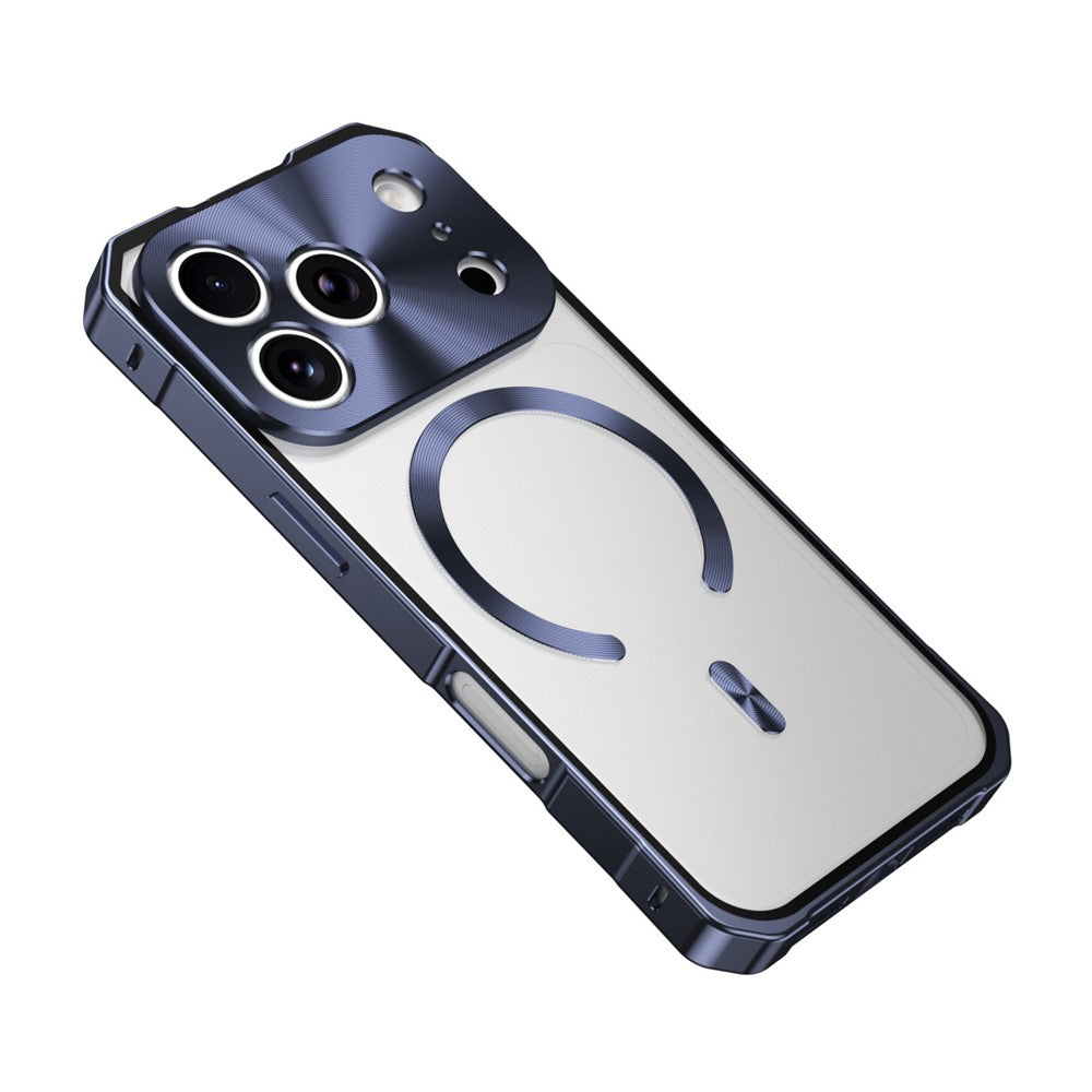 For iPhone 17 Pro Max Case Compatible with MagSafe Hard PC Metal Frame Frosted Phone Back Cover