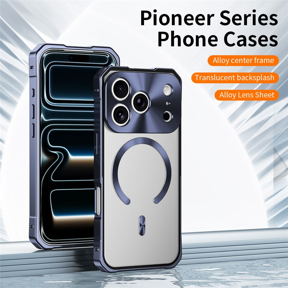 Coque pour iPhone 17 Pro Max compatible MagSafe, cadre rigide en polycarbonate et métal, dos de téléphone givré