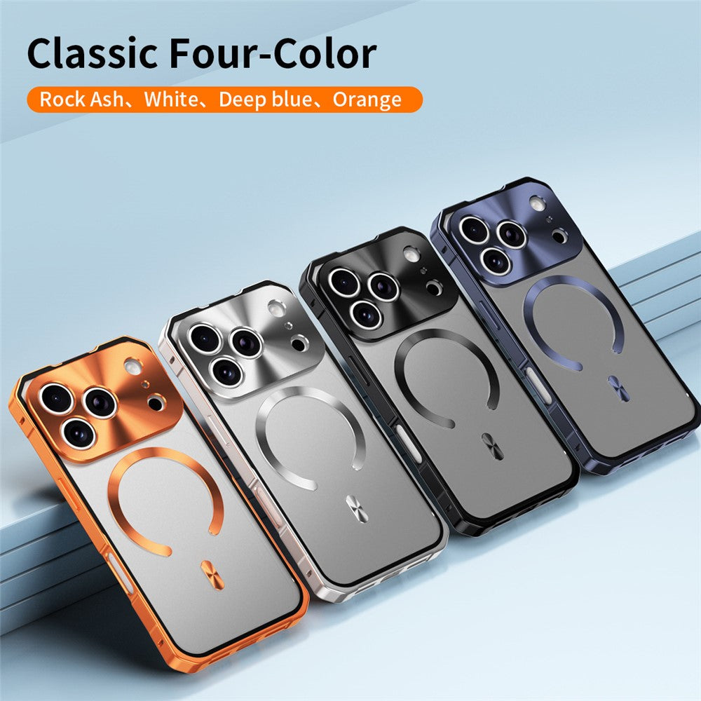 For iPhone 17 Pro Max Case Compatible with MagSafe Hard PC Metal Frame Frosted Phone Back Cover