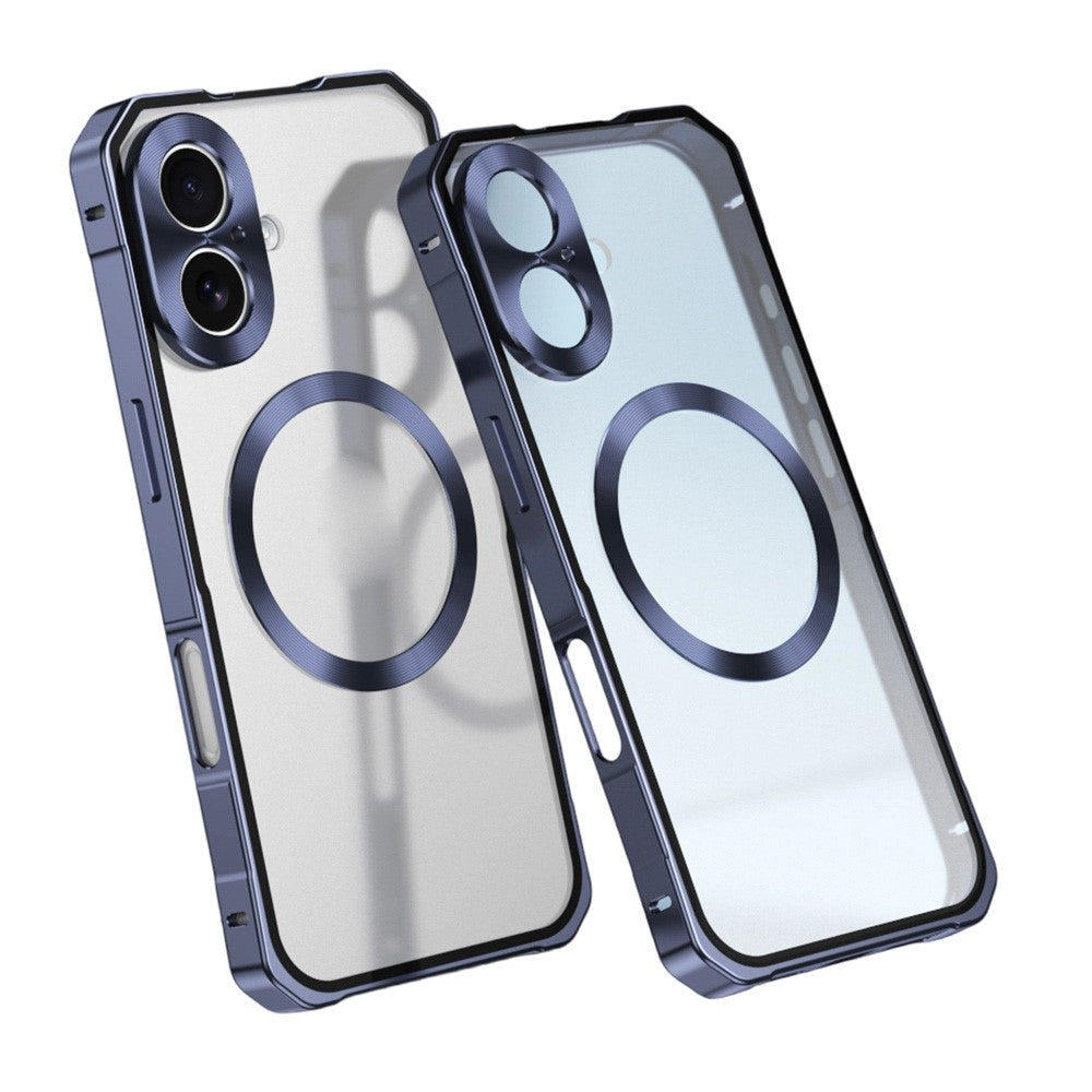 For iPhone 17 Case Compatible with MagSafe Hard PC Metal Frame Frosted Phone Back Cover