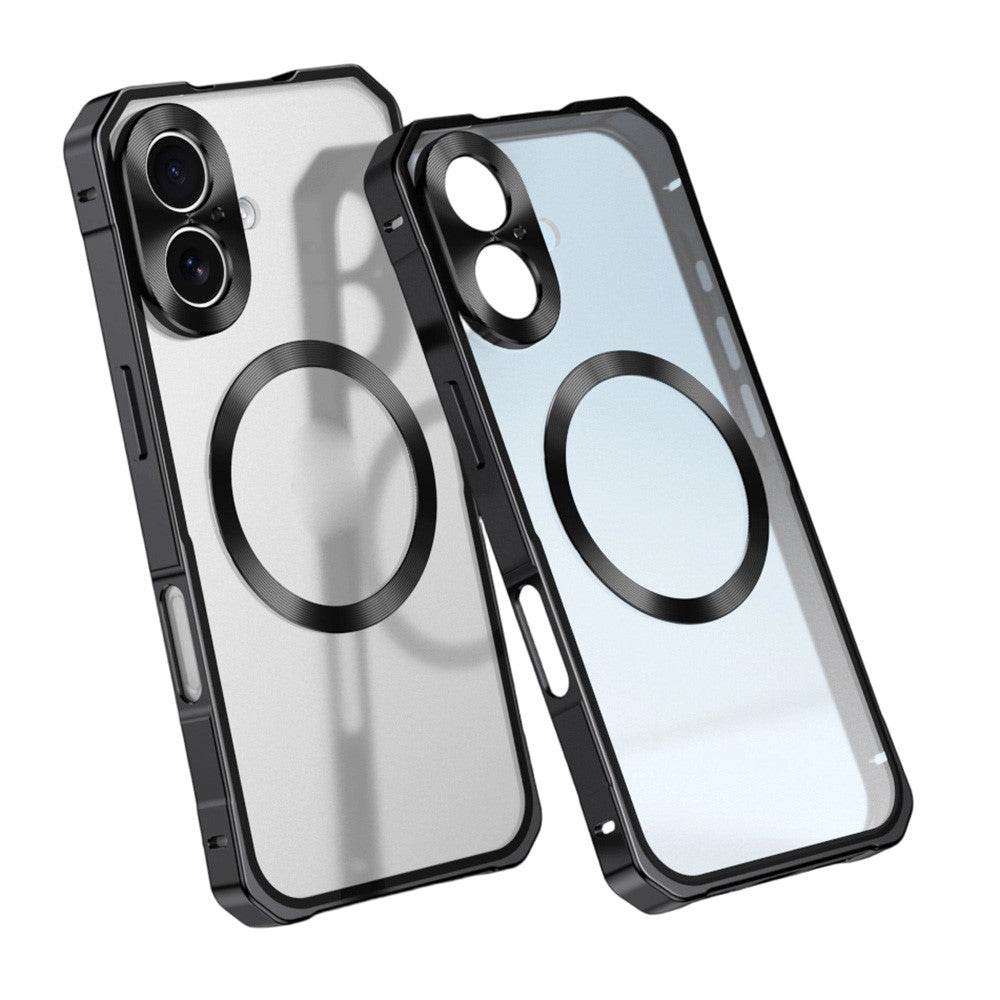 For iPhone 17 Case Compatible with MagSafe Hard PC Metal Frame Frosted Phone Back Cover