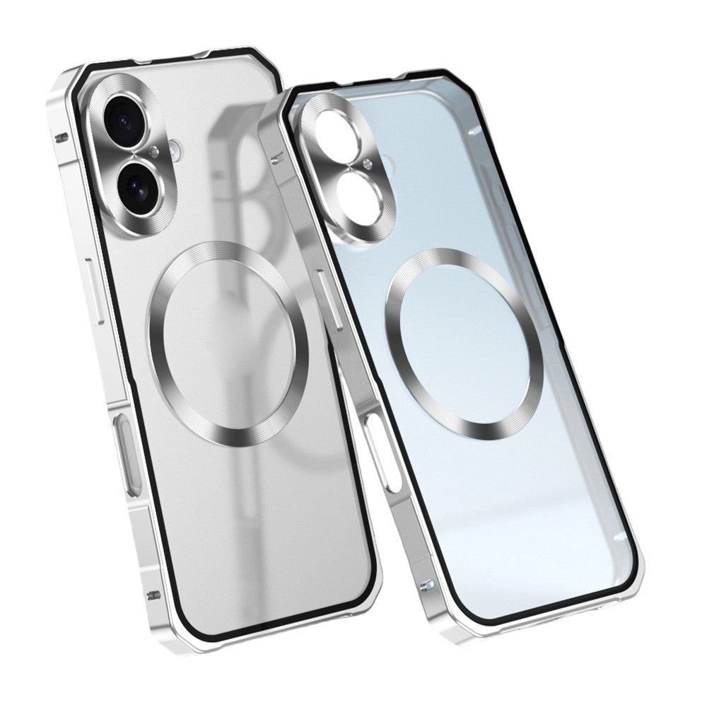 For iPhone 17 Case Compatible with MagSafe Hard PC Metal Frame Frosted Phone Back Cover