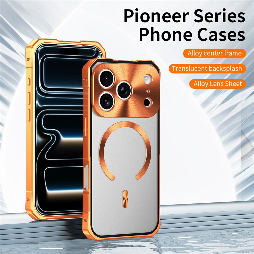 Coque pour iPhone 17 Pro compatible MagSafe, cadre rigide en polycarbonate et métal, dos de téléphone givré