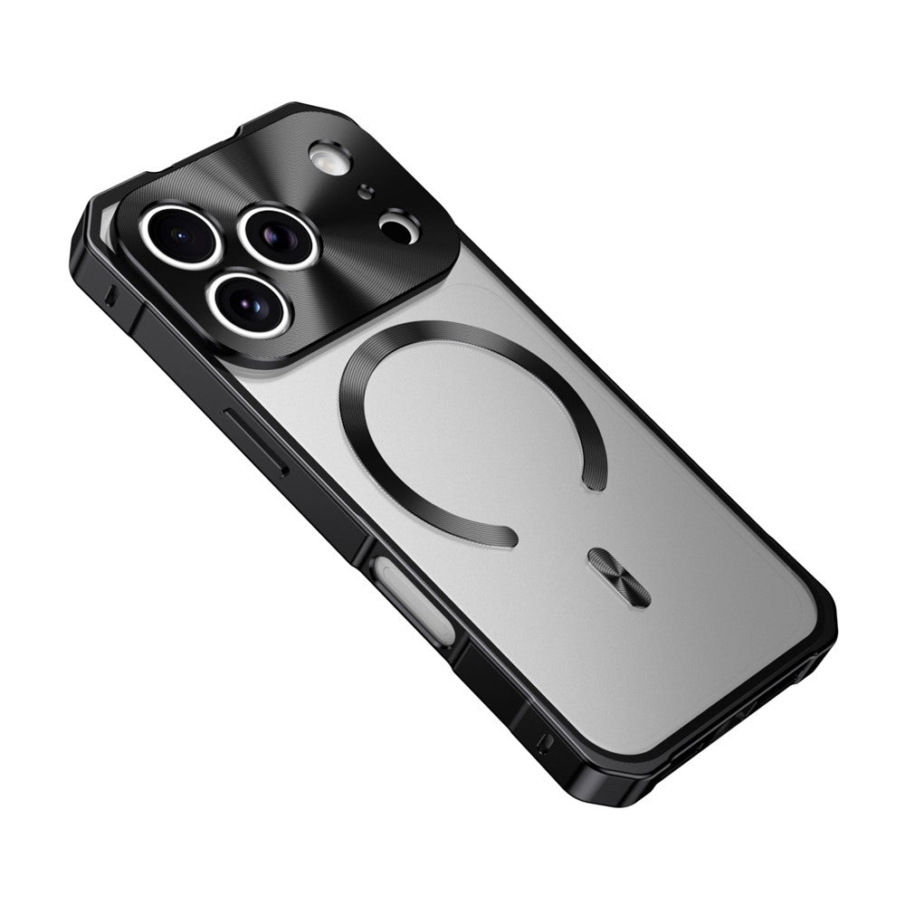 Coque pour iPhone 17 Pro compatible MagSafe, cadre rigide en polycarbonate et métal, dos de téléphone givré