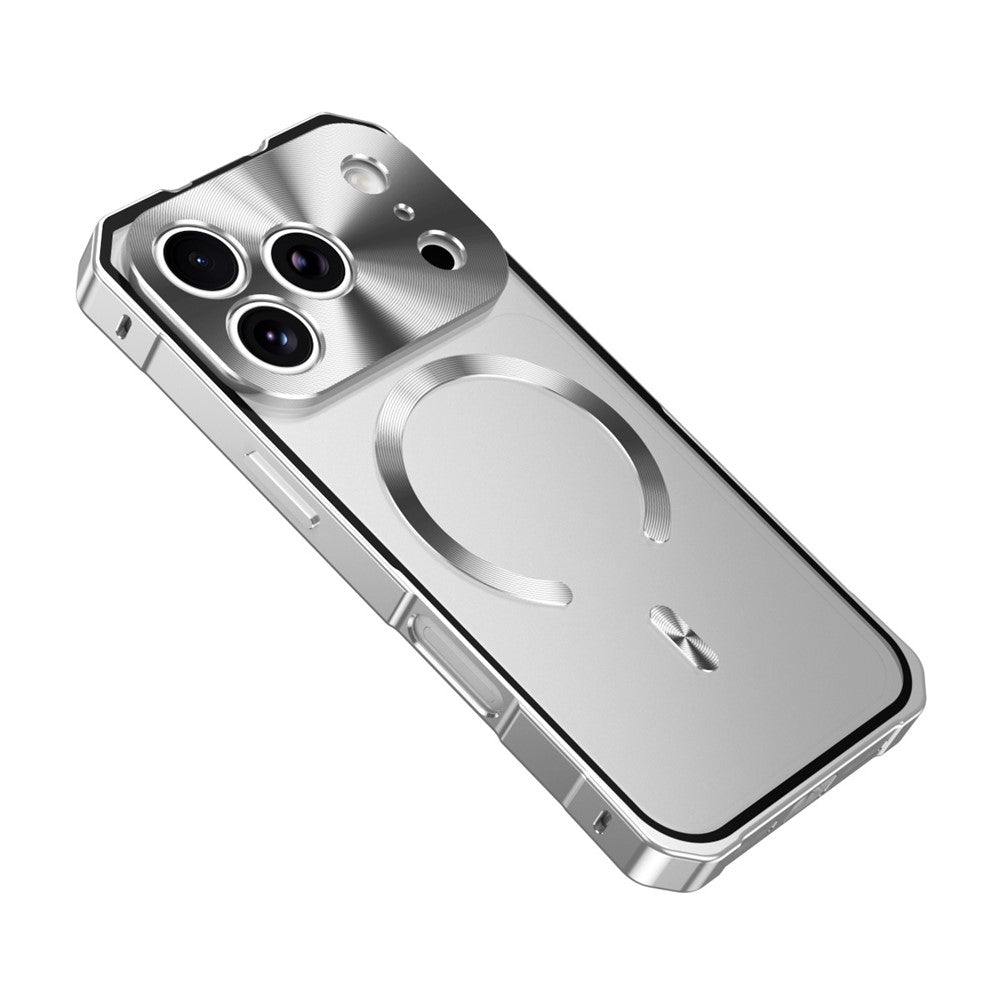 Coque pour iPhone 17 Pro compatible MagSafe, cadre rigide en polycarbonate et métal, dos de téléphone givré