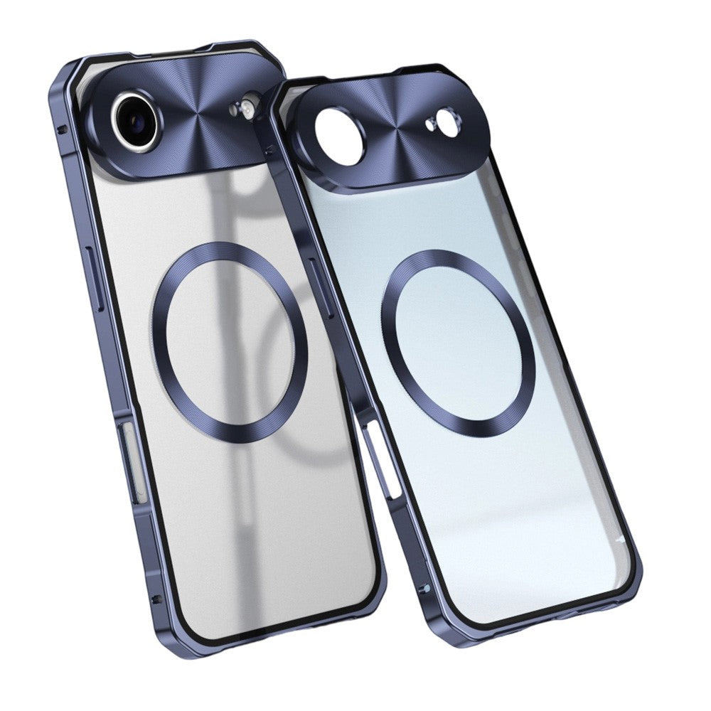 For iPhone Air Case Compatible with MagSafe Hard PC Metal Frame Frosted Phone Back Cover