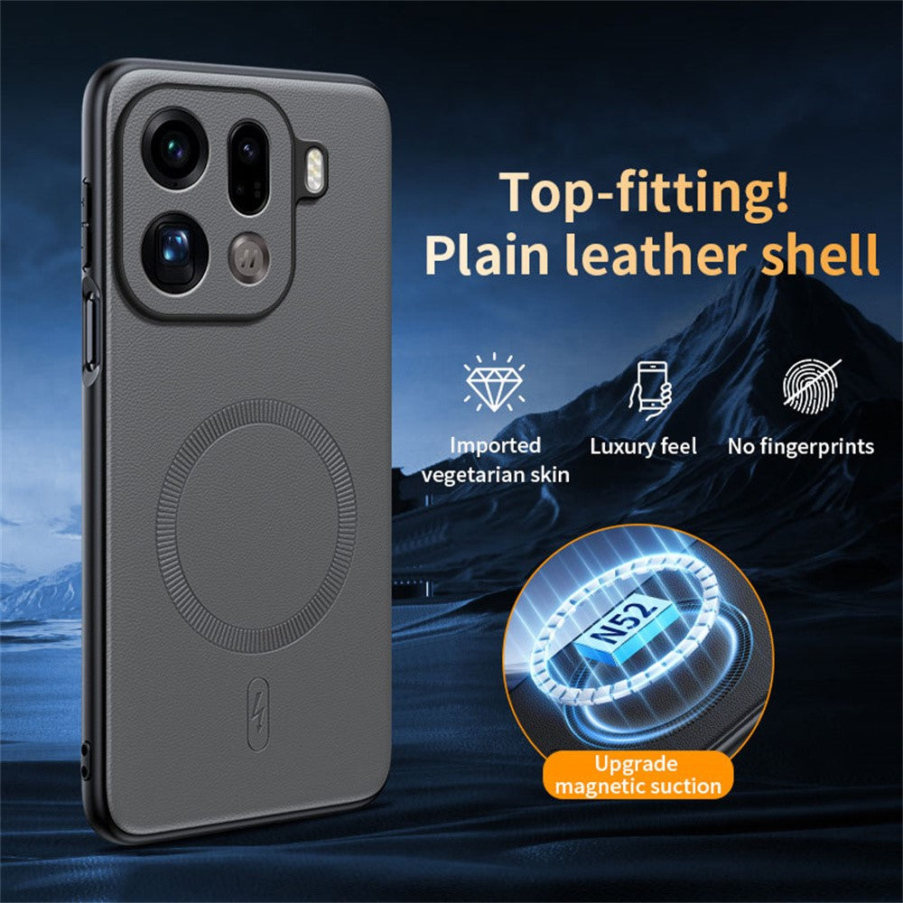 For Oppo Find X9 Pro 5G Case Compatible with MagSafe Leather Coated TPU + PC Phone Cover