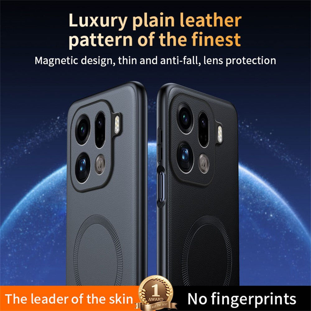 For Oppo Find X9 Pro 5G Case Compatible with MagSafe Leather Coated TPU + PC Phone Cover