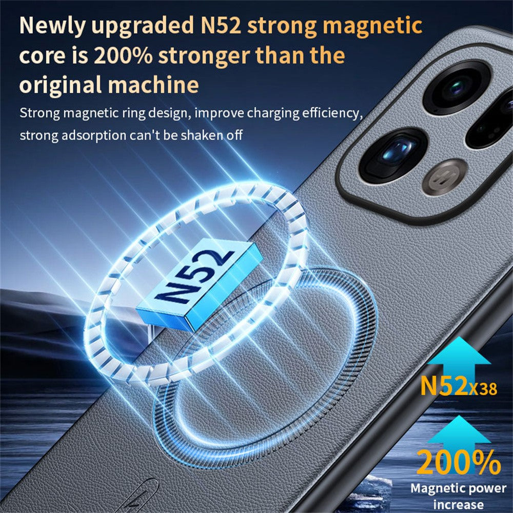 For Oppo Find X9 Pro 5G Case Compatible with MagSafe Leather Coated TPU + PC Phone Cover