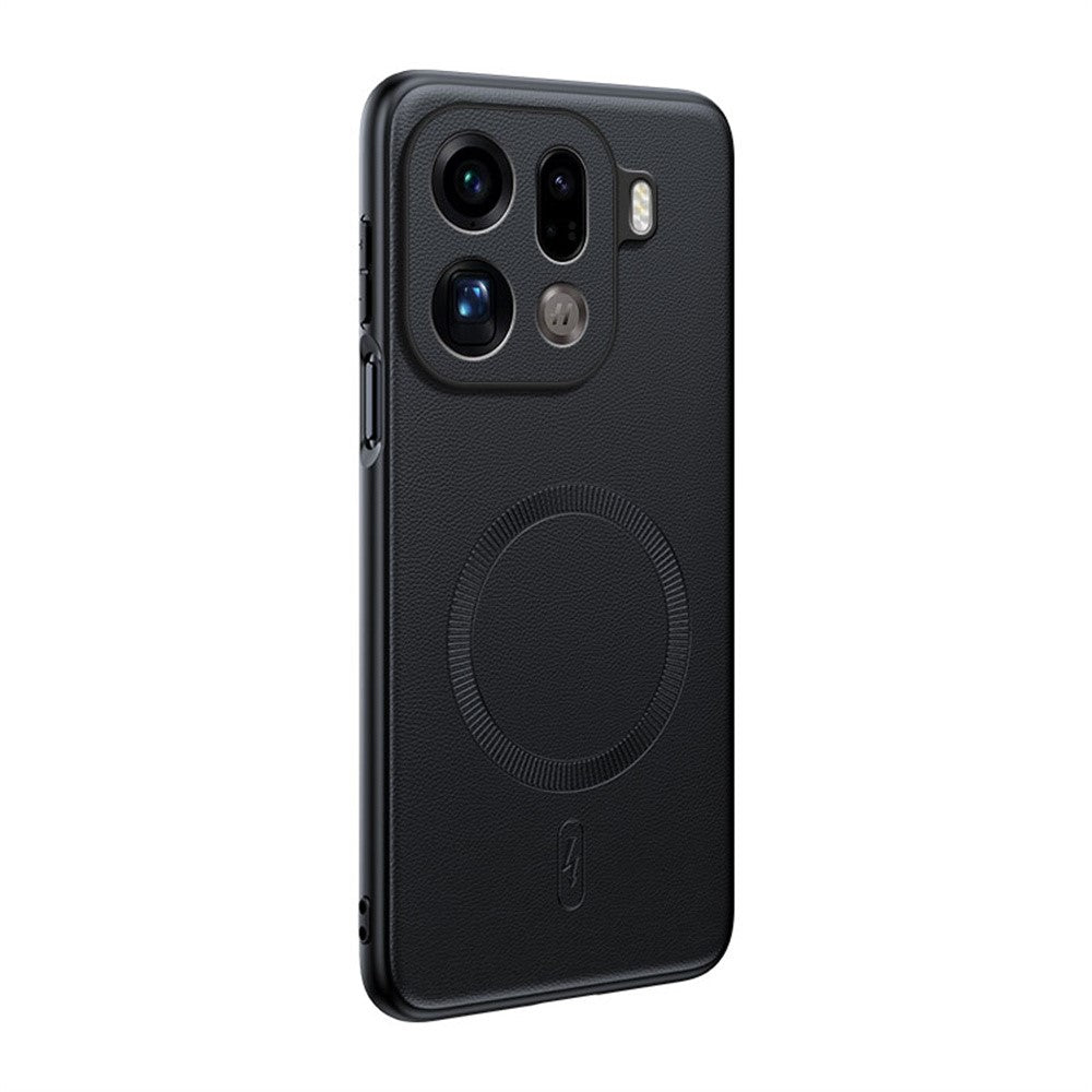 For Oppo Find X9 Pro 5G Case Compatible with MagSafe Leather Coated TPU + PC Phone Cover