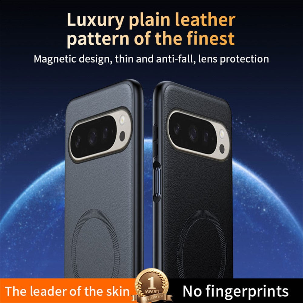 For Google Pixel 10 Pro XL Magnetic Case Compatible with MagSafe Leather Coated TPU + PC Phone Cover