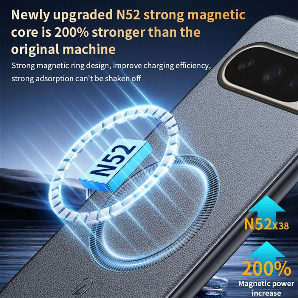 For Google Pixel 10 Pro XL Magnetic Case Compatible with MagSafe Leather Coated TPU + PC Phone Cover