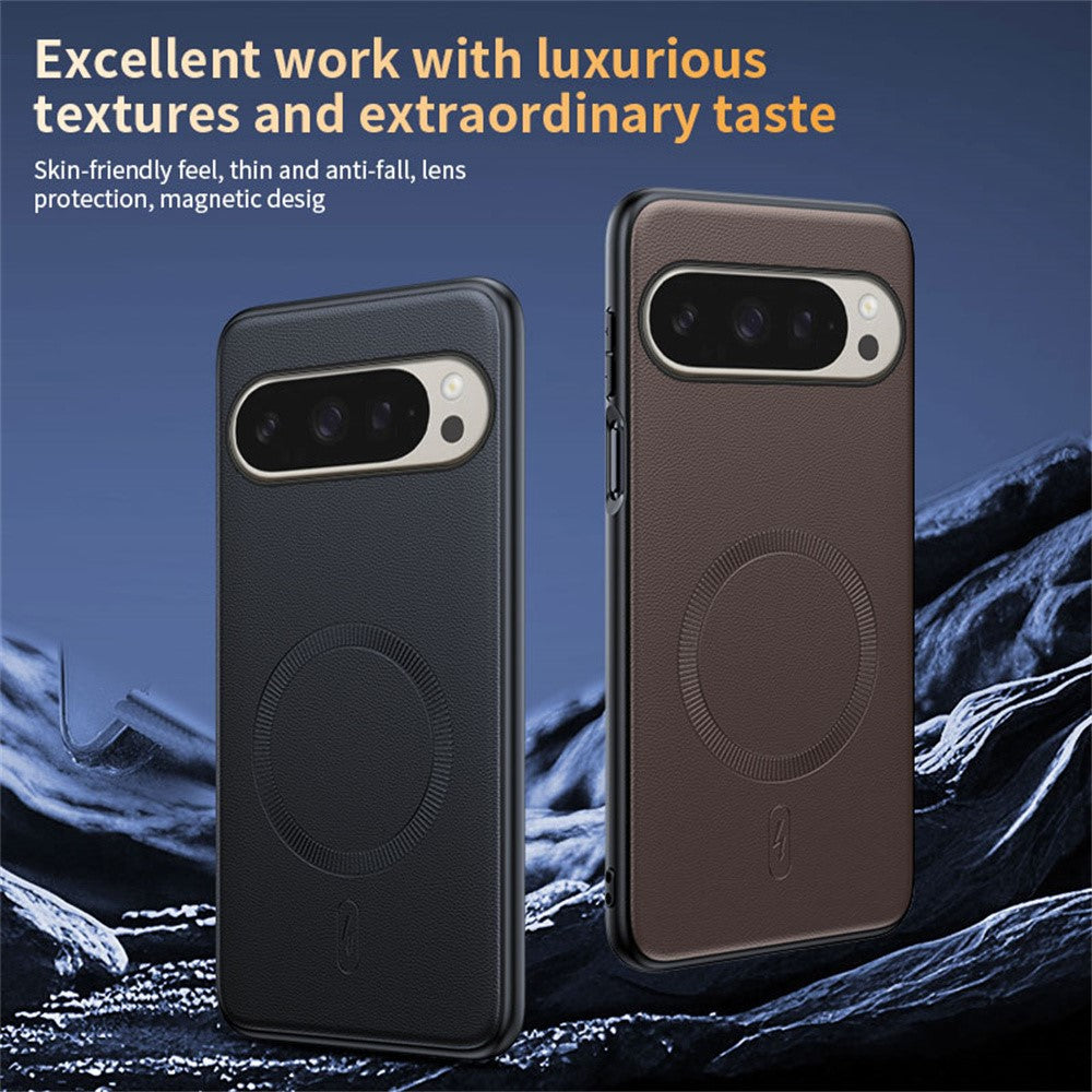 For Google Pixel 10 Pro XL Magnetic Case Compatible with MagSafe Leather Coated TPU + PC Phone Cover