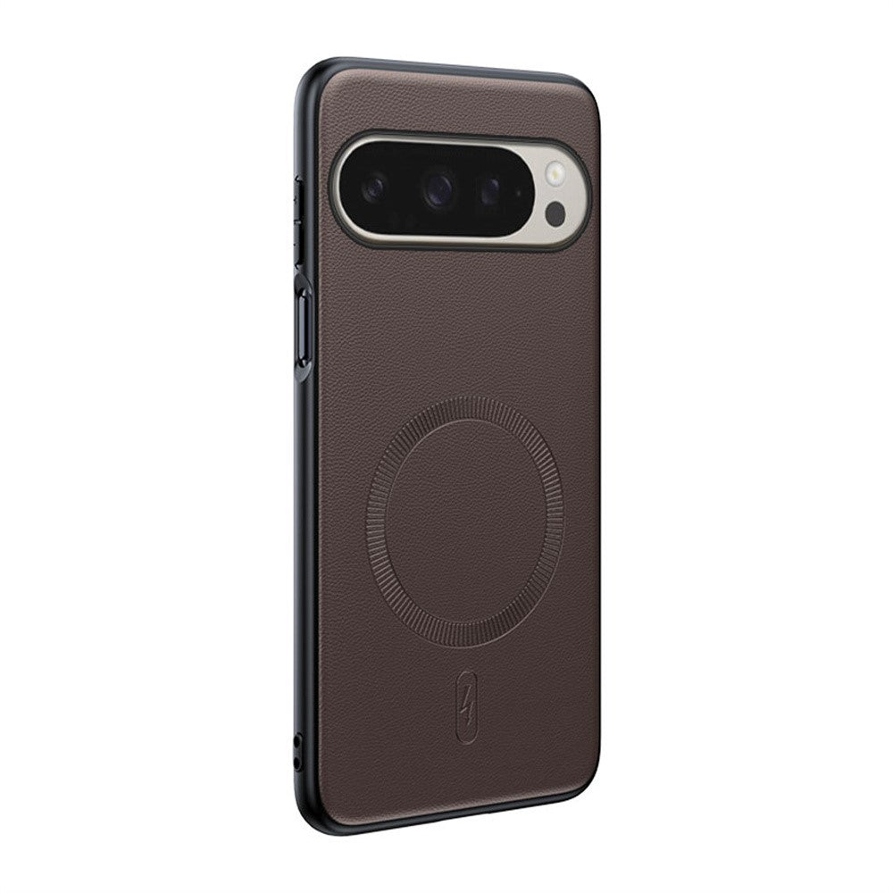 For Google Pixel 10 Pro XL Magnetic Case Compatible with MagSafe Leather Coated TPU + PC Phone Cover