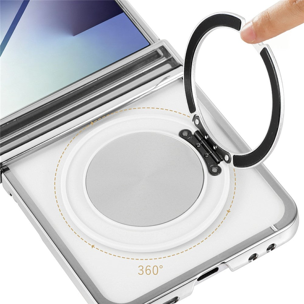 For Motorola Razr 60 Ultra 5G Magnetic Case CD Vein Rotating Kickstand Electroplated PC Phone Cover