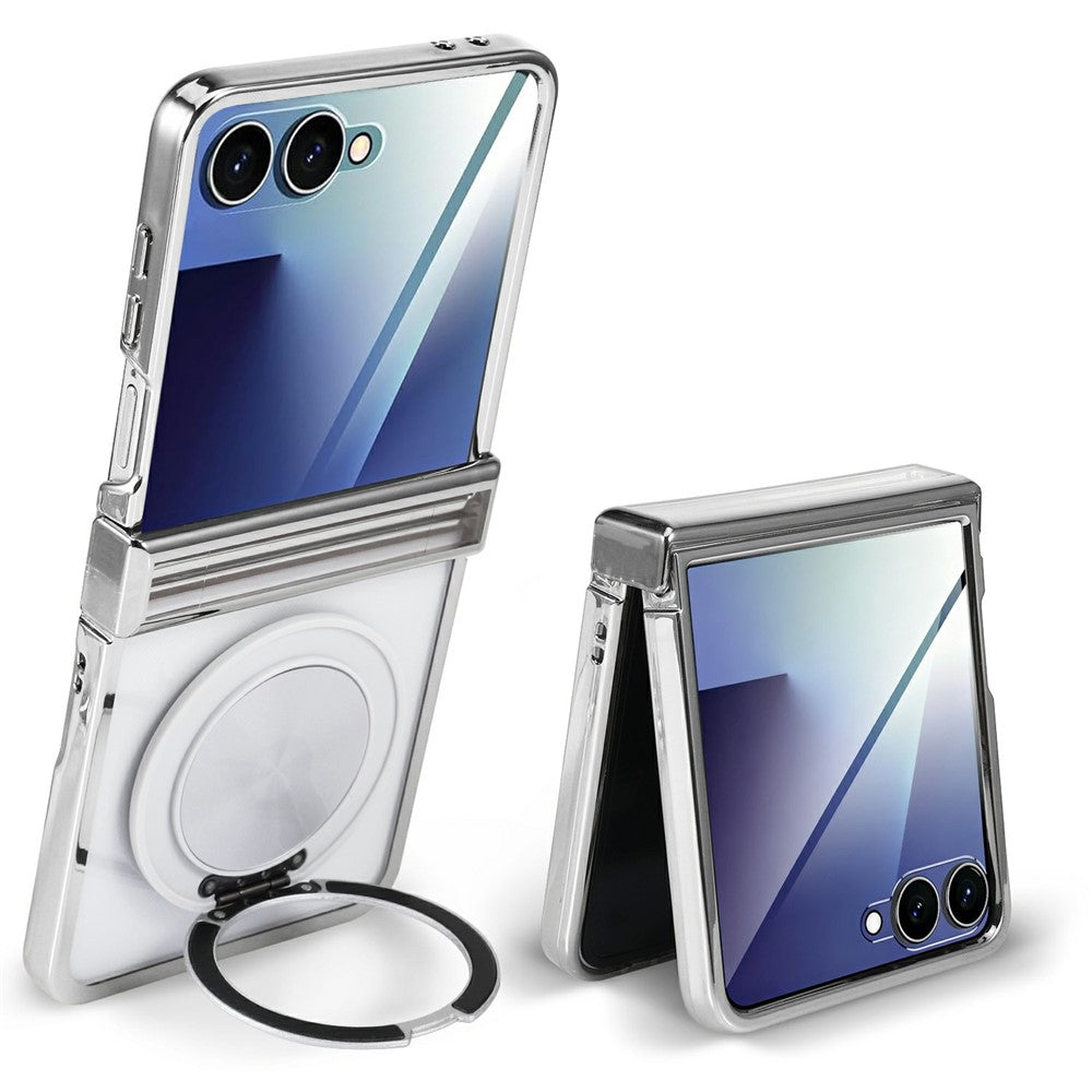 For Motorola Razr 60 Ultra 5G Magnetic Case CD Vein Rotating Kickstand Electroplated PC Phone Cover