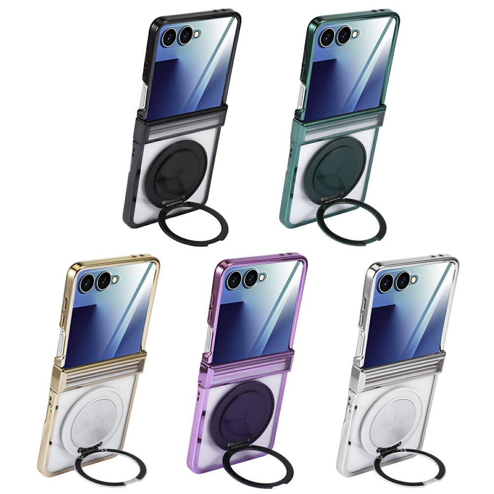 For Motorola Razr 60 Magnetic Case CD Vein Rotating Kickstand Electroplated PC Phone Cover
