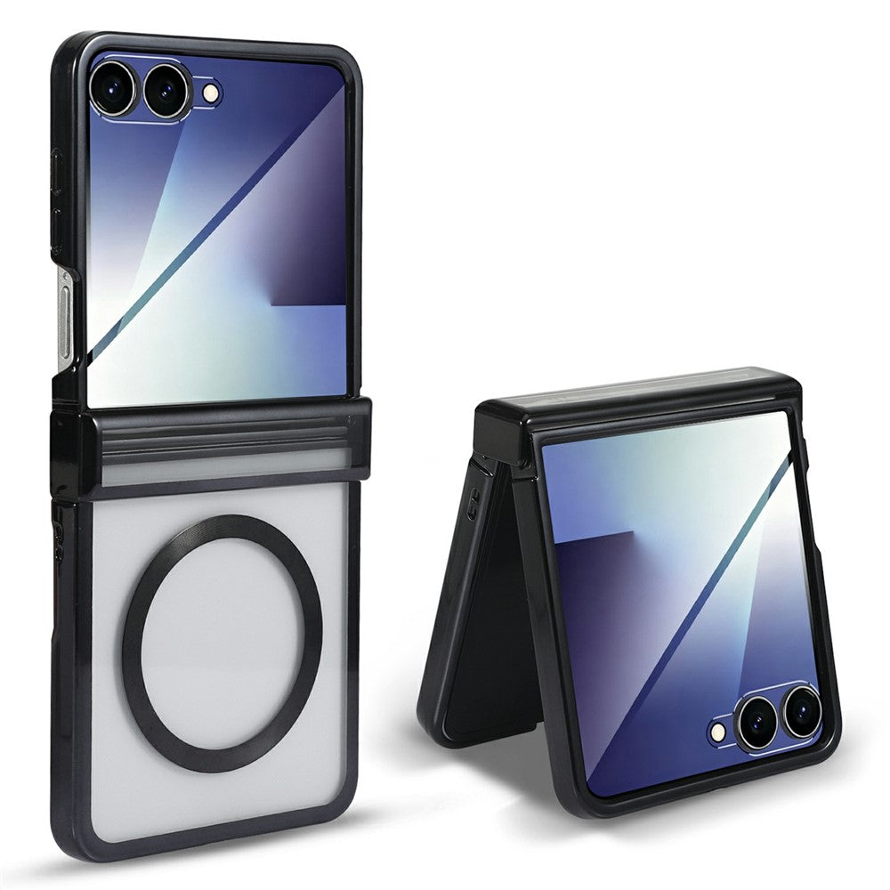 For Motorola Razr 60 Ultra 5G Magnetic Case Electroplating CD Vein PC Phone Cover with Tempered Glass Screen Film