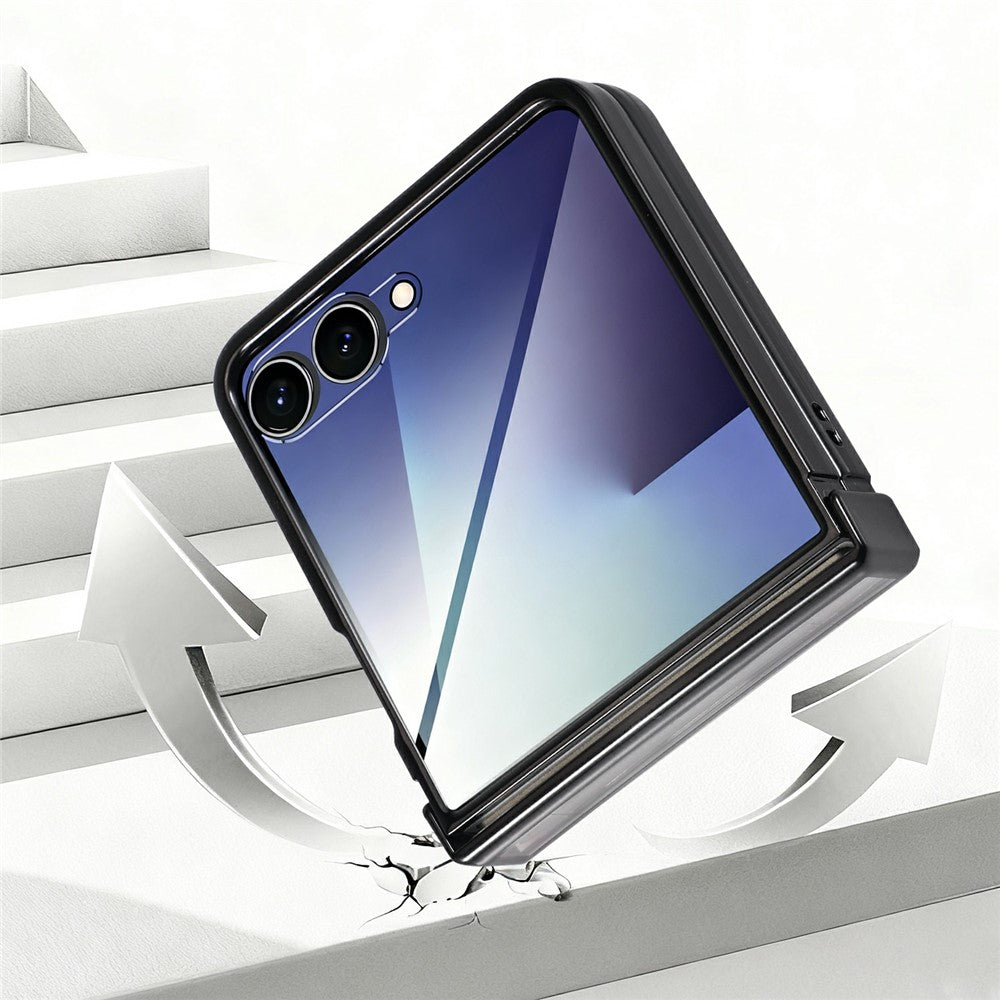 For Motorola Razr 60 Ultra 5G Magnetic Case Electroplating CD Vein PC Phone Cover with Tempered Glass Screen Film