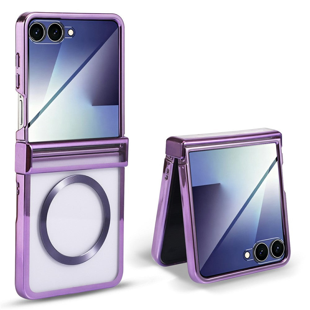 For Motorola Razr 60 Ultra 5G Magnetic Case Electroplating CD Vein PC Phone Cover with Tempered Glass Screen Film