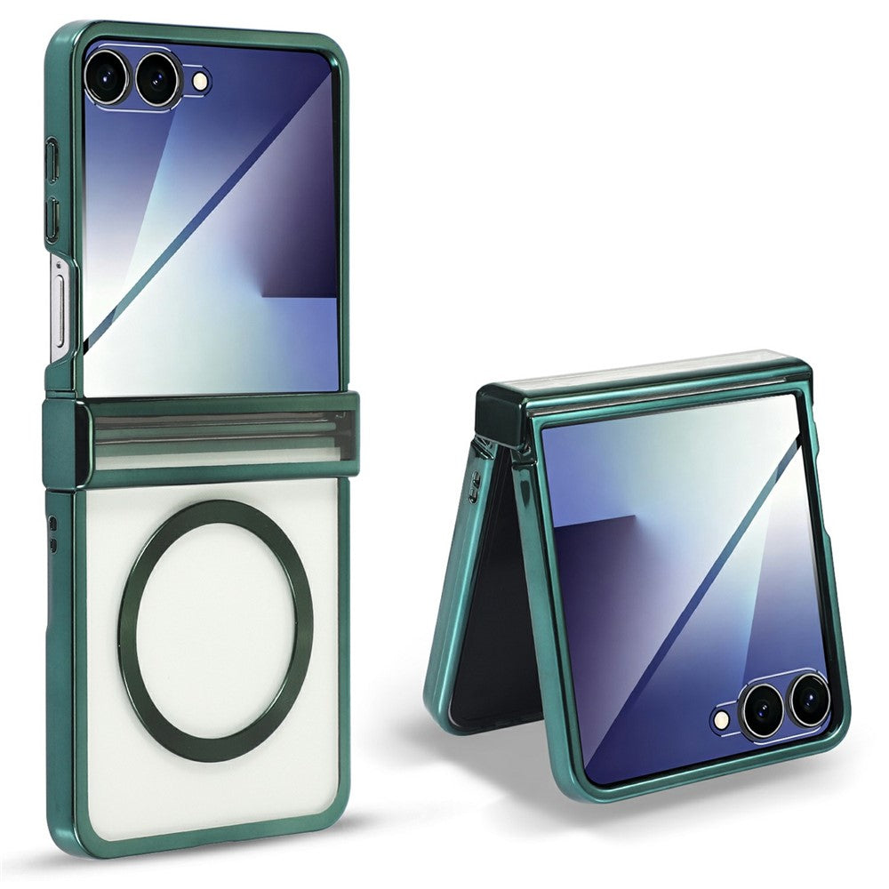 For Motorola Razr 60 Ultra 5G Magnetic Case Electroplating CD Vein PC Phone Cover with Tempered Glass Screen Film
