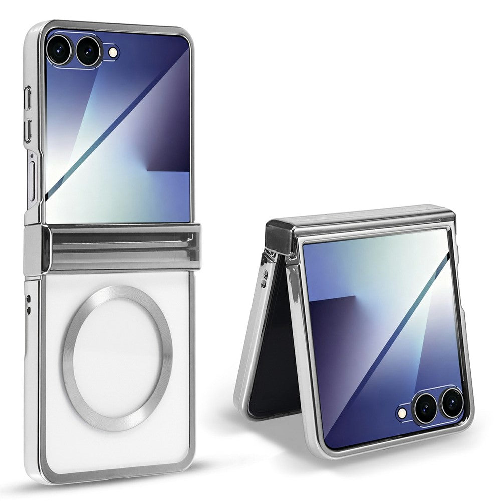 For Motorola Razr 60 Magnetic Case Electroplating CD Vein PC Phone Cover with Tempered Glass Screen Film