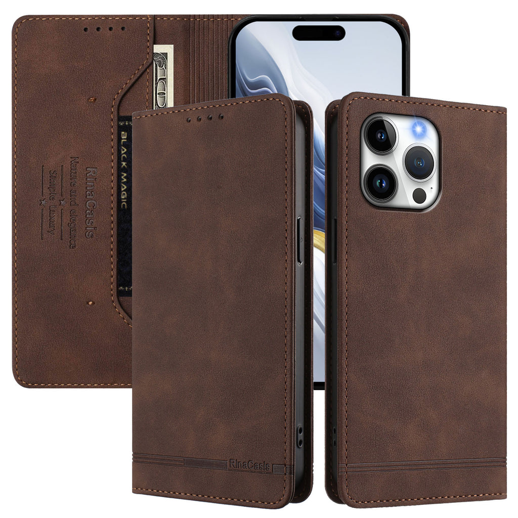 For iPhone 16 Pro Case RINACASIS RC23 RFID Blocking Wallet Stand PU Leather Phone Cover
