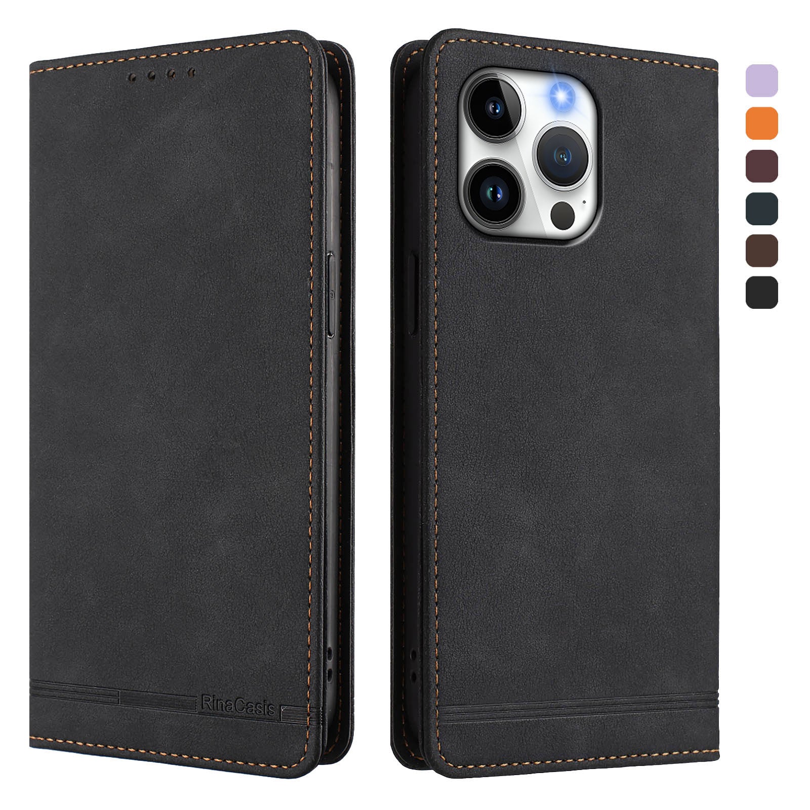 For iPhone 16 Pro Case RINACASIS RC23 RFID Blocking Wallet Stand PU Leather Phone Cover