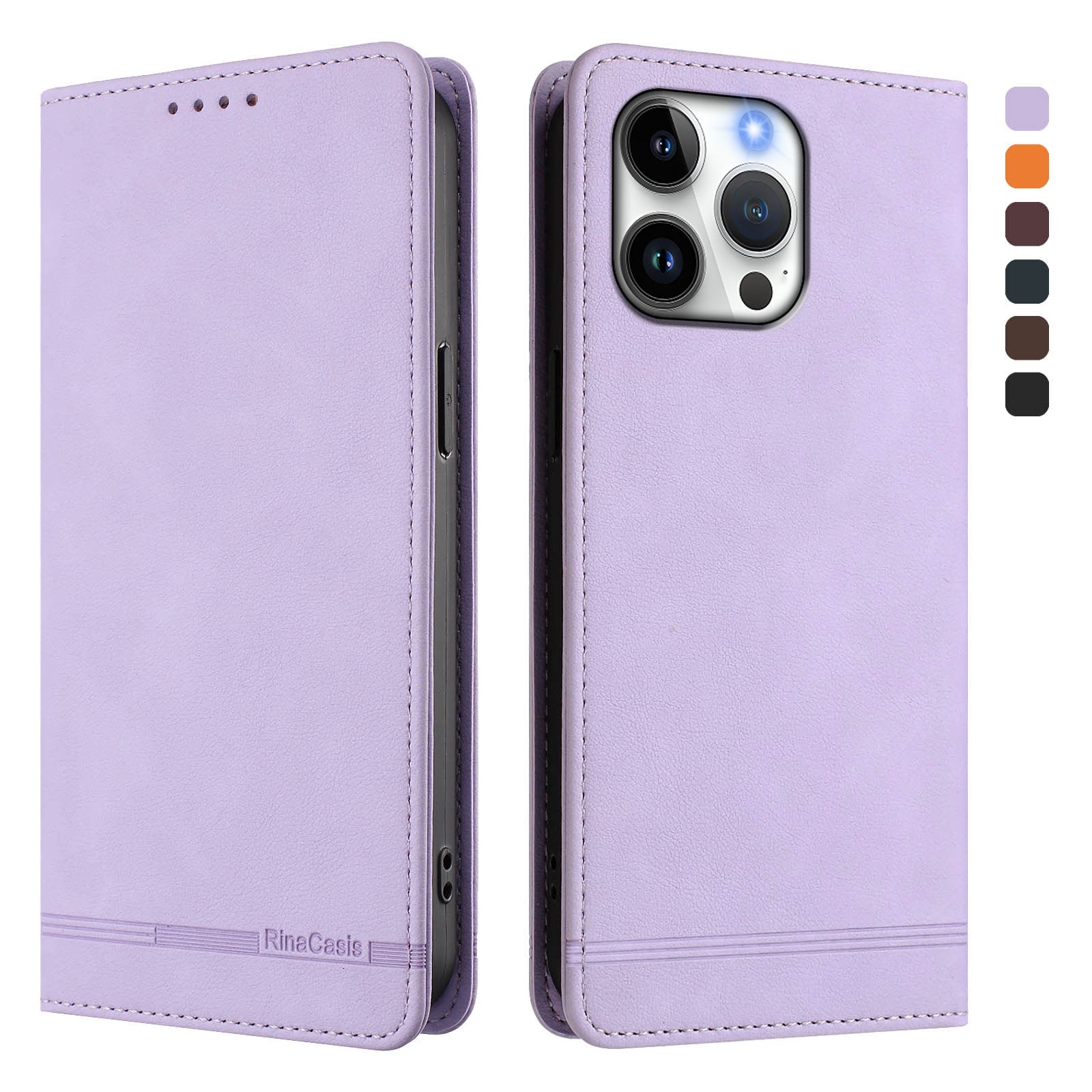 For iPhone 16 Pro Case RINACASIS RC23 RFID Blocking Wallet Stand PU Leather Phone Cover