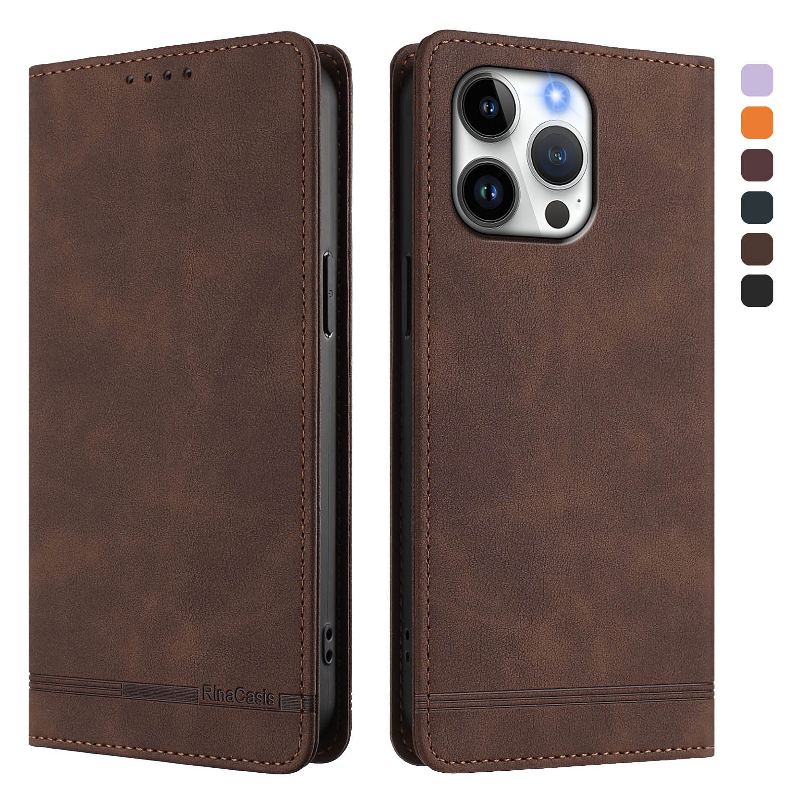 For iPhone 16 Pro Max Case RINACASIS RC23 RFID Blocking Wallet Stand PU Leather Phone Cover