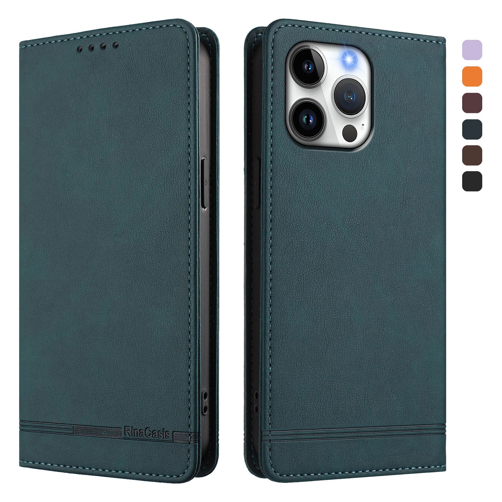 For iPhone 16 Pro Max Case RINACASIS RC23 RFID Blocking Wallet Stand PU Leather Phone Cover