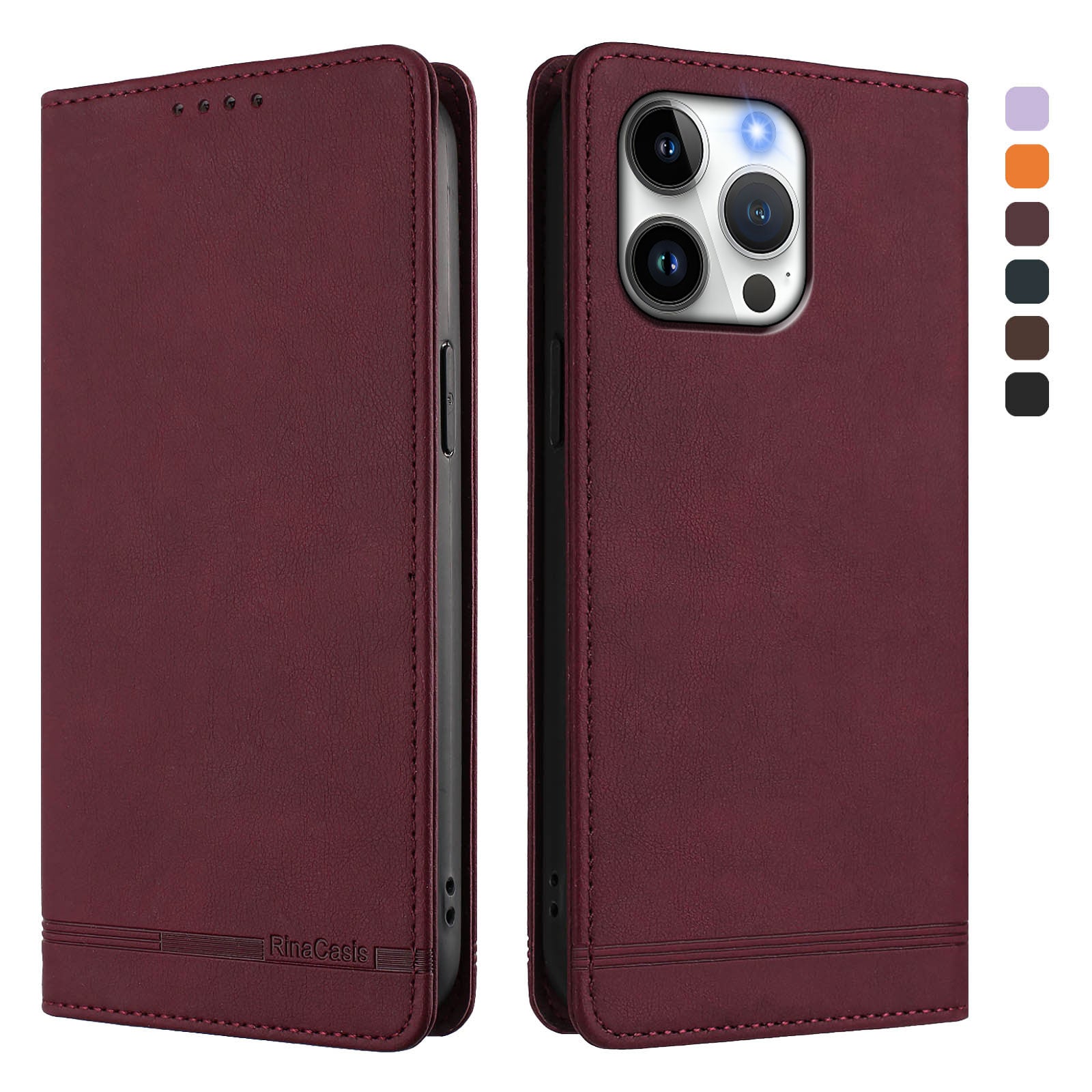 For iPhone 16 Pro Max Case RINACASIS RC23 RFID Blocking Wallet Stand PU Leather Phone Cover