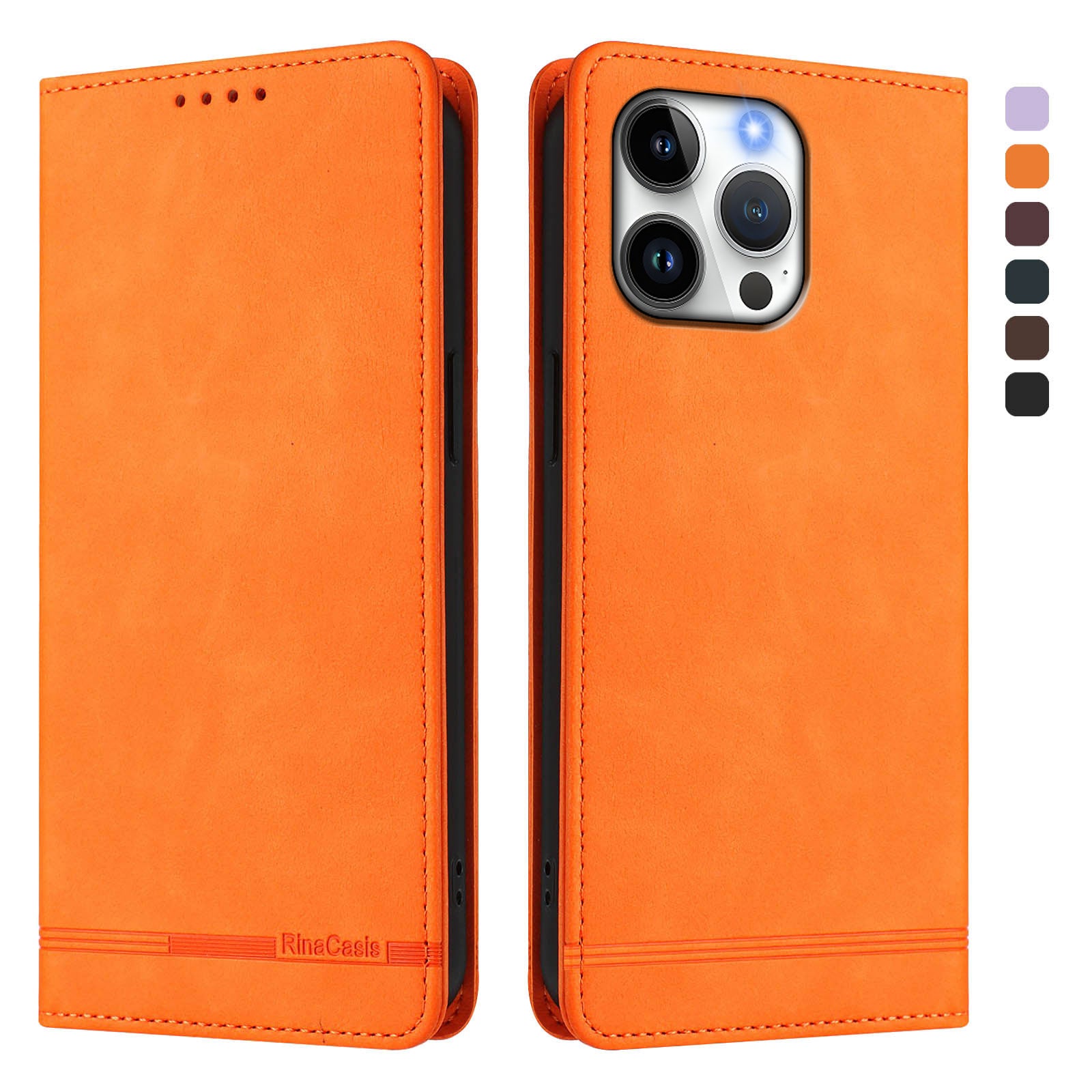 For iPhone 16 Pro Max Case RINACASIS RC23 RFID Blocking Wallet Stand PU Leather Phone Cover