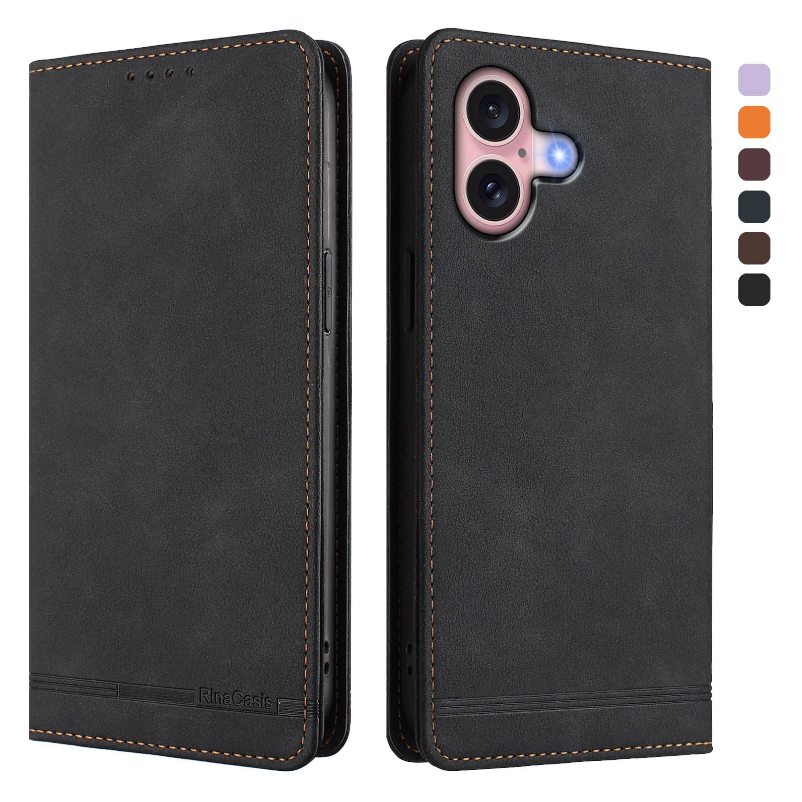 For iPhone 16 Case RINACASIS RC23 RFID Blocking Wallet Stand PU Leather Phone Cover