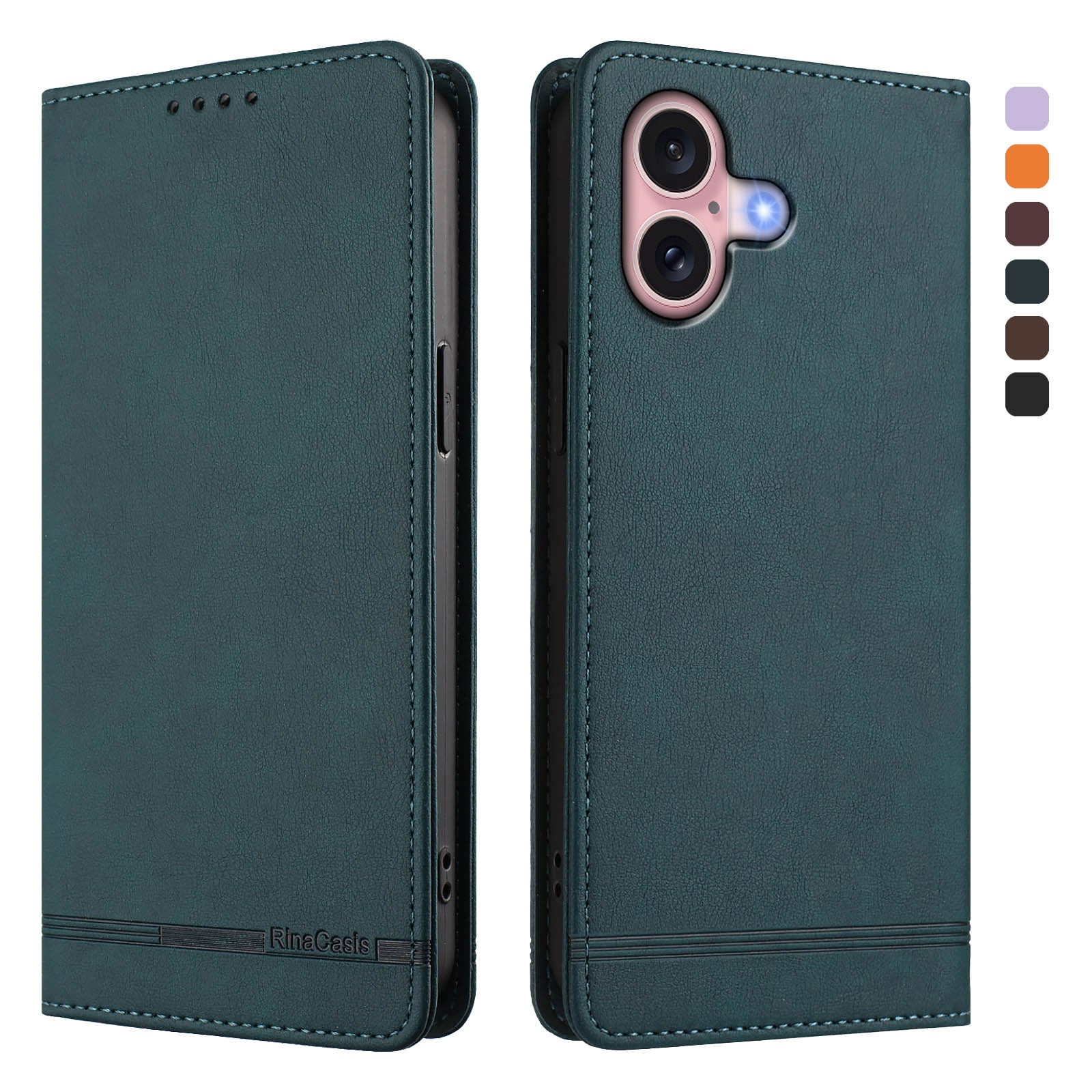 For iPhone 16 Case RINACASIS RC23 RFID Blocking Wallet Stand PU Leather Phone Cover