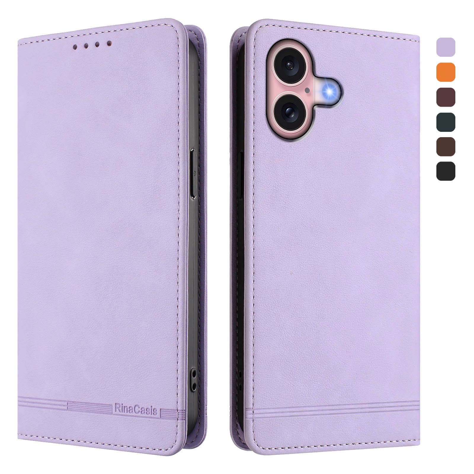 For iPhone 16 Case RINACASIS RC23 RFID Blocking Wallet Stand PU Leather Phone Cover