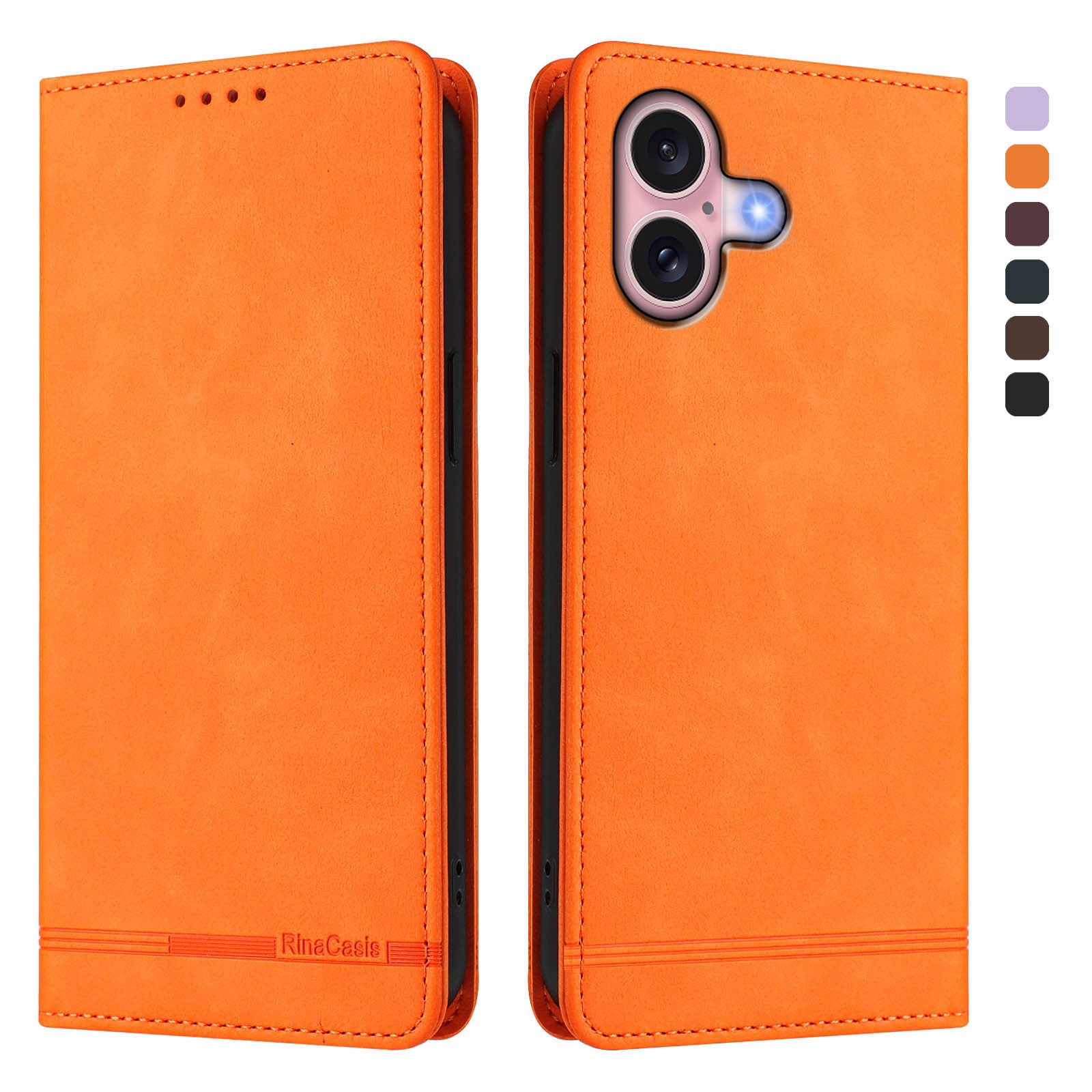 For iPhone 16 Case RINACASIS RC23 RFID Blocking Wallet Stand PU Leather Phone Cover