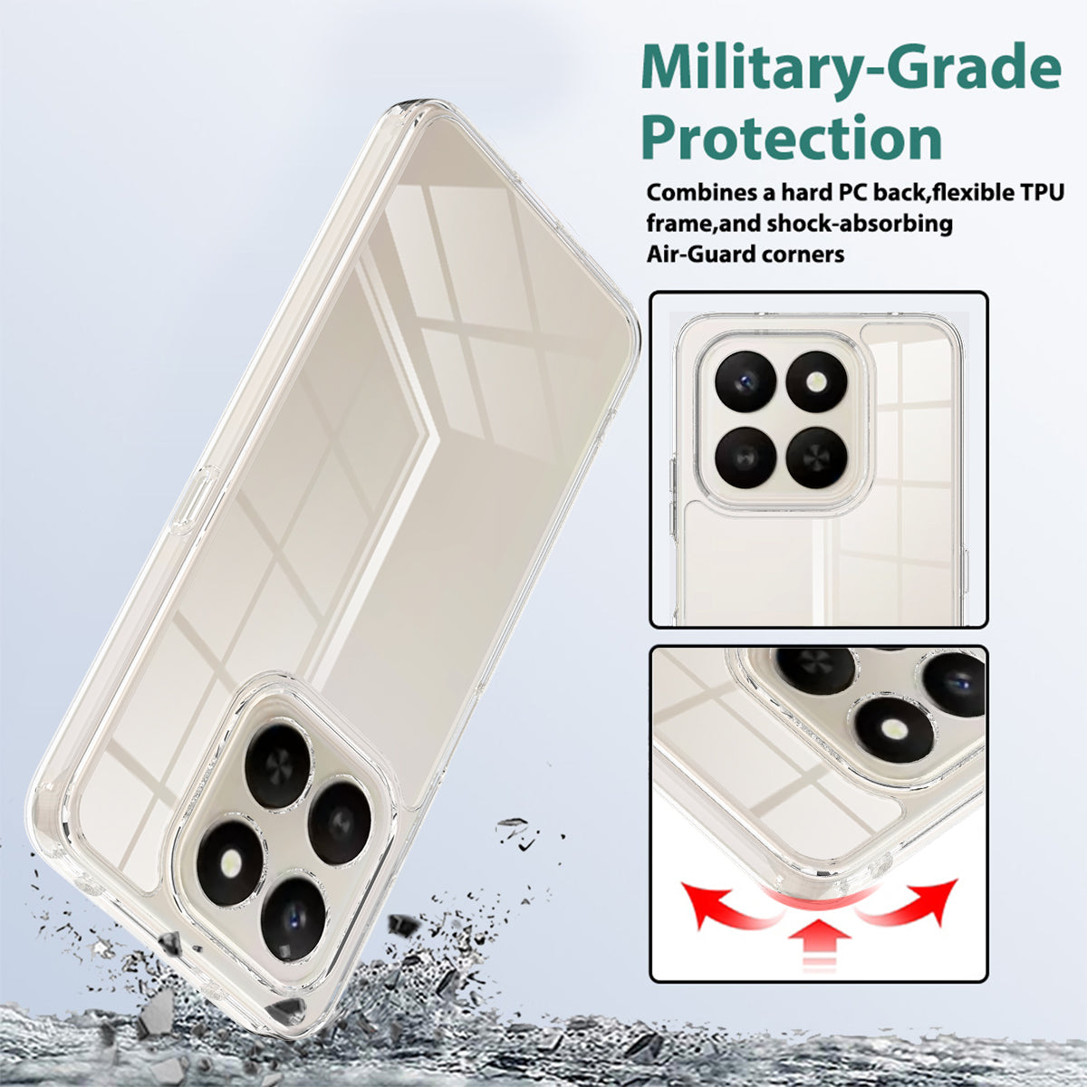 For Honor 400 Smart 5G / Honor X7d 4G / Honor X7d 5G / Honor 400 Smart 4G Clear Phone Case TPU+Acrylic Shockproof Phone Back Cover