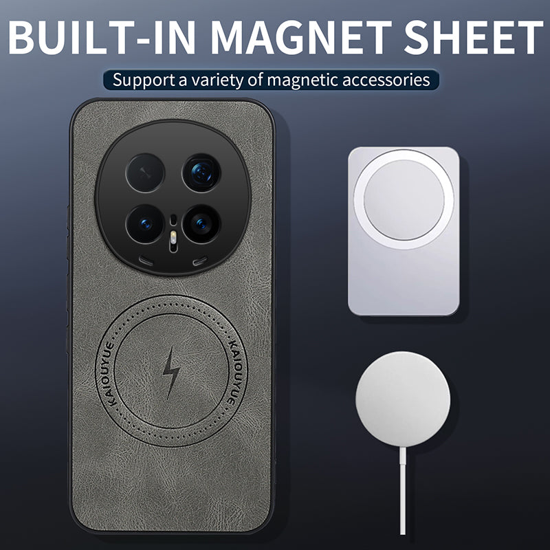 For Honor Magic8 Pro 5G Magnetic Case WANLONFENG SD1 Series Nappa Texture PC TPU Phone Cover