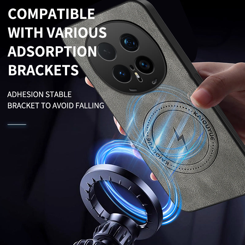 For Honor Magic8 Pro 5G Magnetic Case WANLONFENG SD1 Series Nappa Texture PC TPU Phone Cover