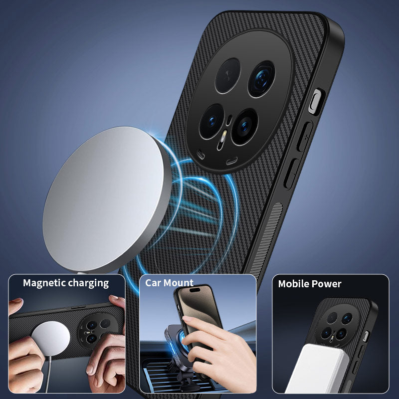 For Honor Magic8 Pro 5G Case Compatible with MagSafe WANLONFENG TQ Series Carbon Fiber Texture PC TPU Phone Cover