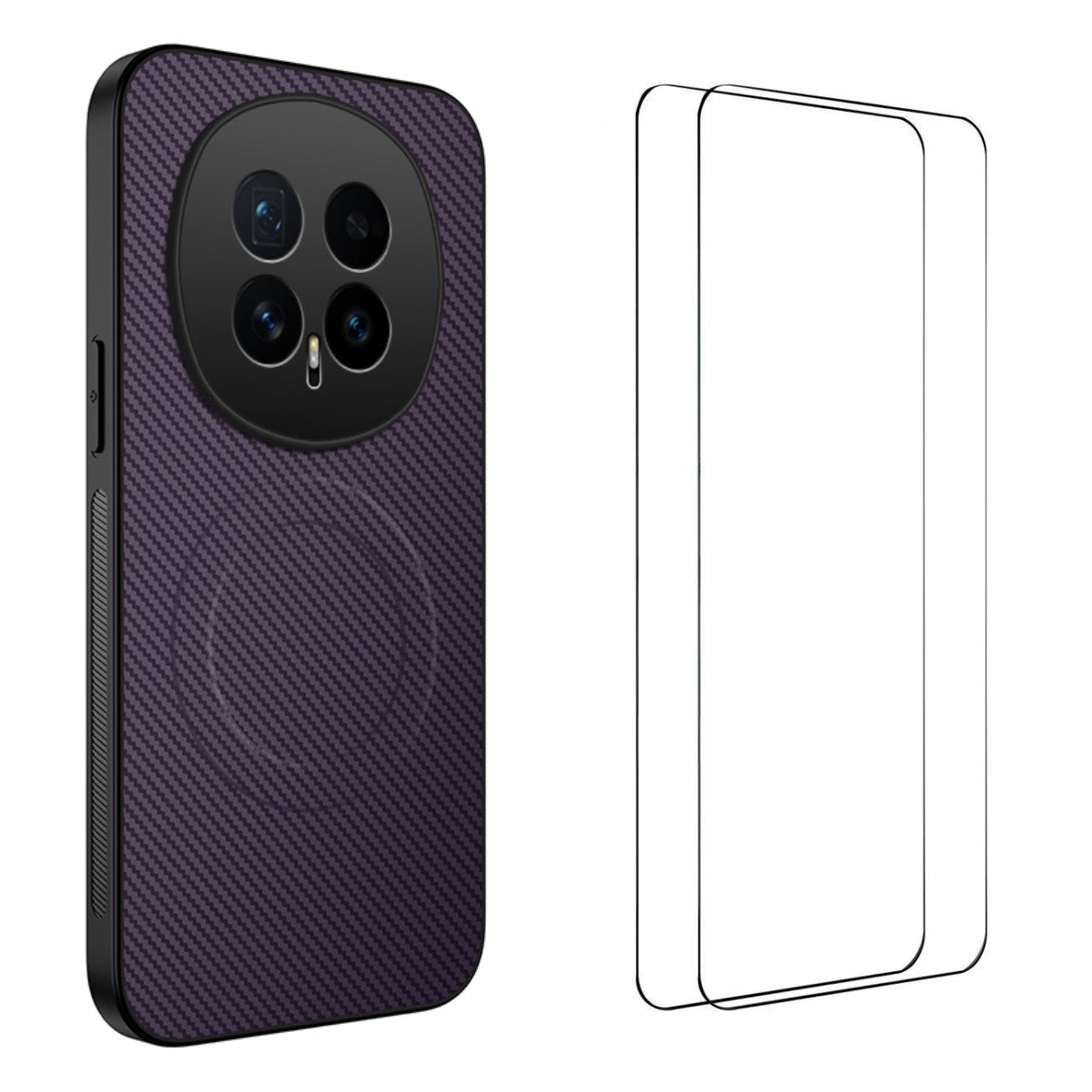 For Honor Magic8 5G Magnetic Case WANLONFENG TQ1 Series Carbon Fiber Texture PC TPU Phone Cover with 2Pcs Screen Films