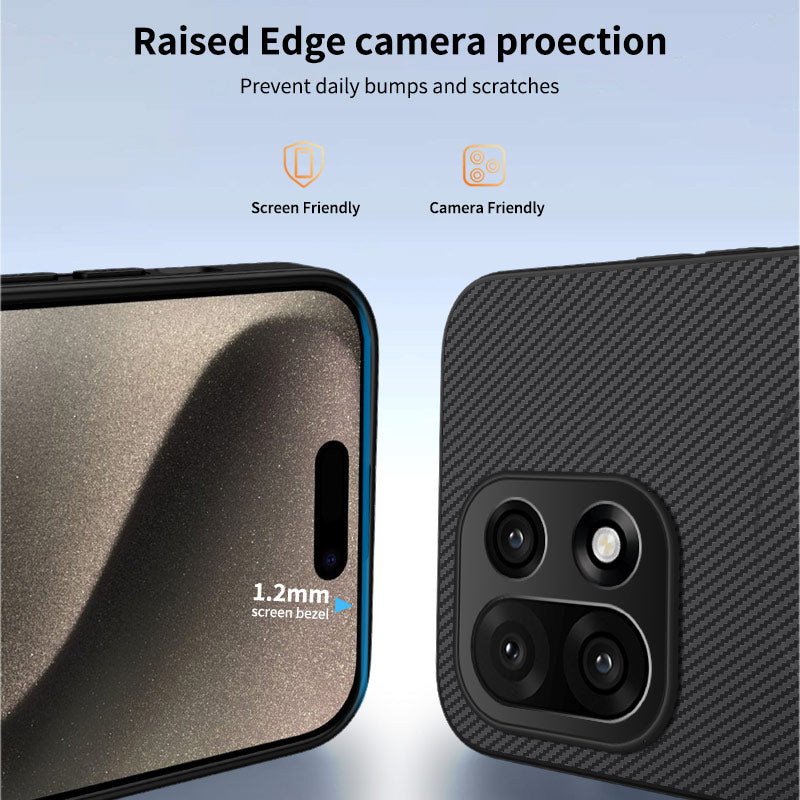 For OnePlus 15 5G Magnetic Case WANLONFENG TQ1 Series Carbon Fiber Texture PC TPU Phone Cover with 2Pcs Screen Films